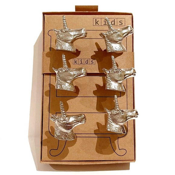 Kids Other - Unicorn Silver Metal Dresser Desk Drawer Knobs Set of 6 Kids Bedroom Cabinet Fun